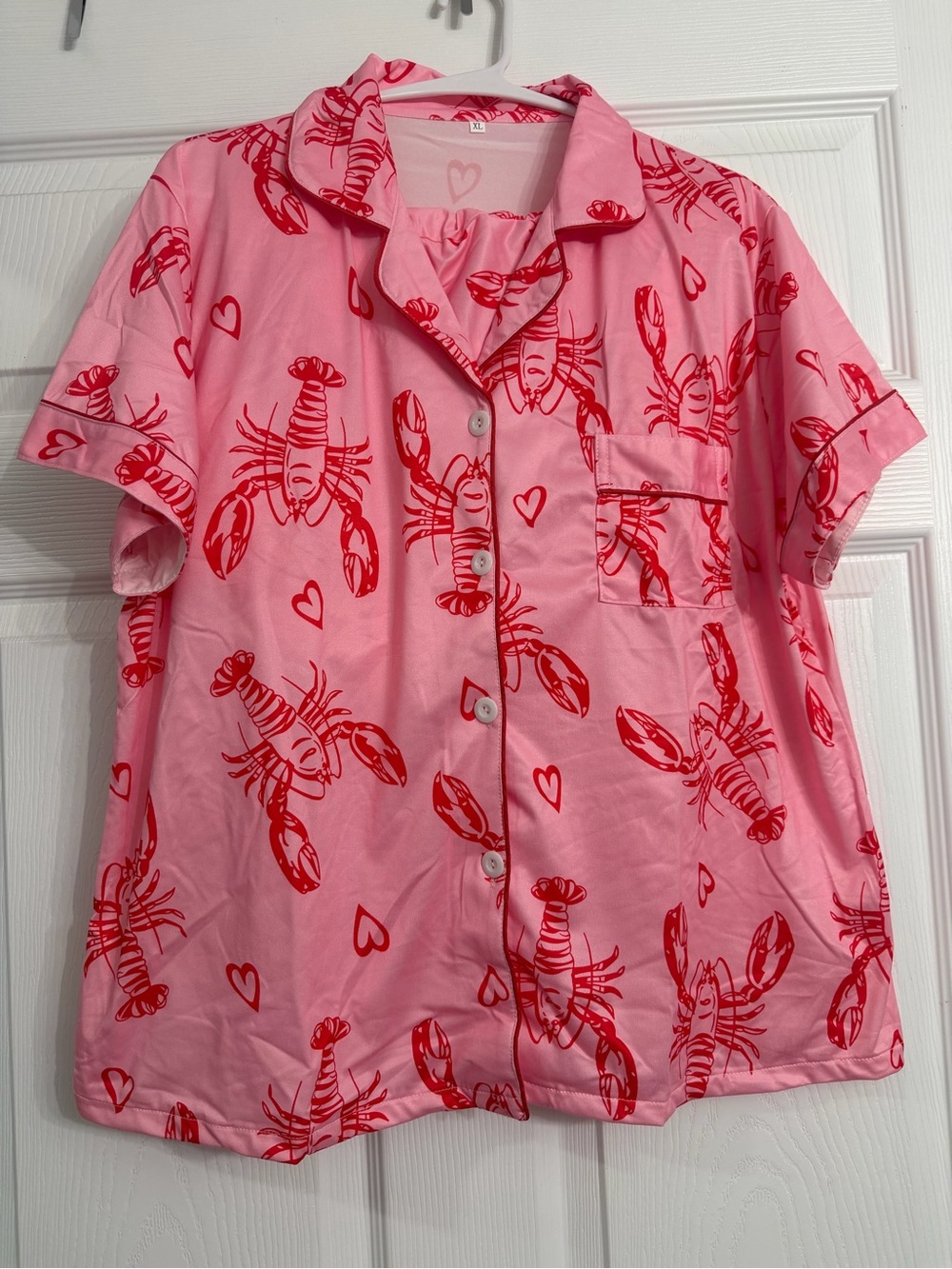 Women's Pink Lobster-Print Short Pajama Set